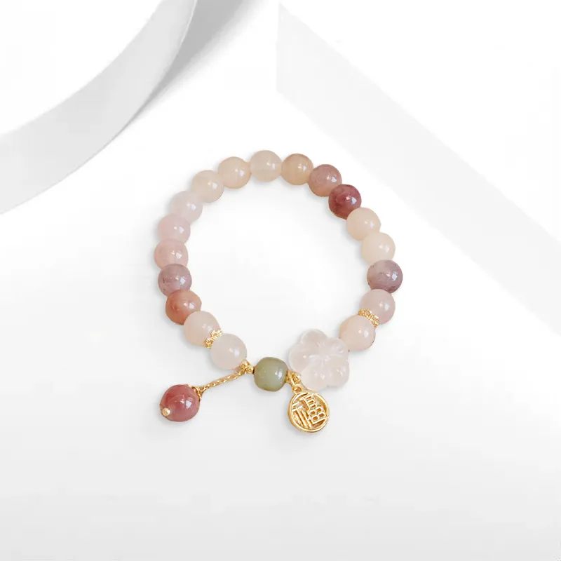 CANHUI Colored Glaze Small Peach Blossom Fortune Charm Bracelet Women's-2