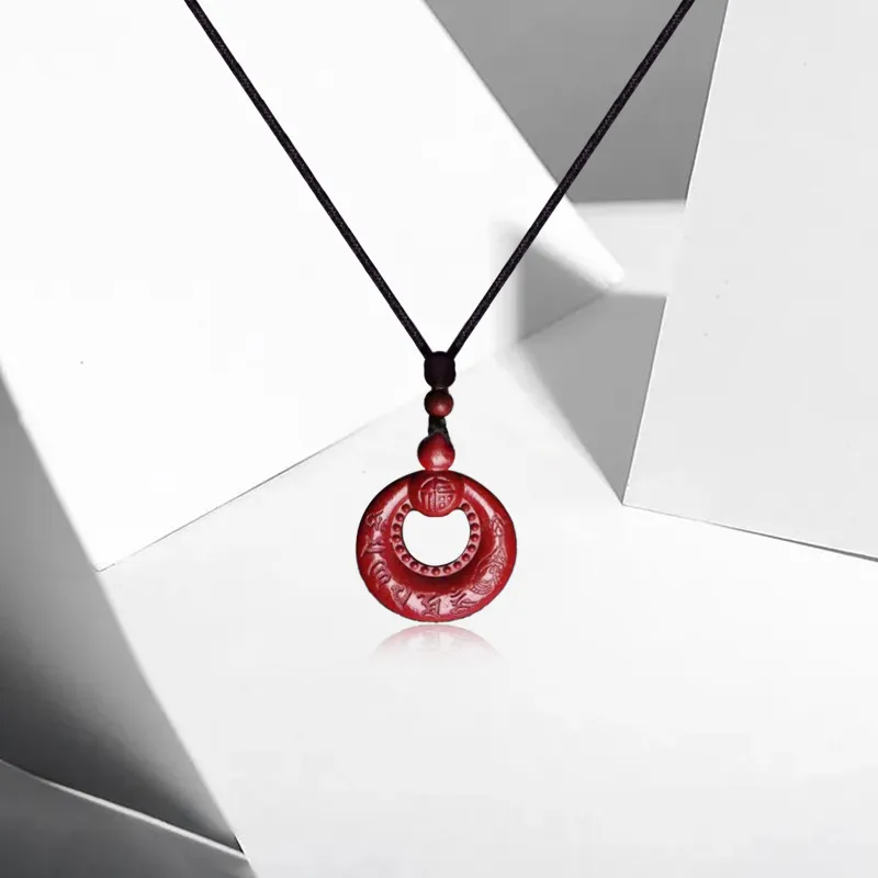 CANHUI Cinnabar Gourd Peace Buckle Necklace Women's-2