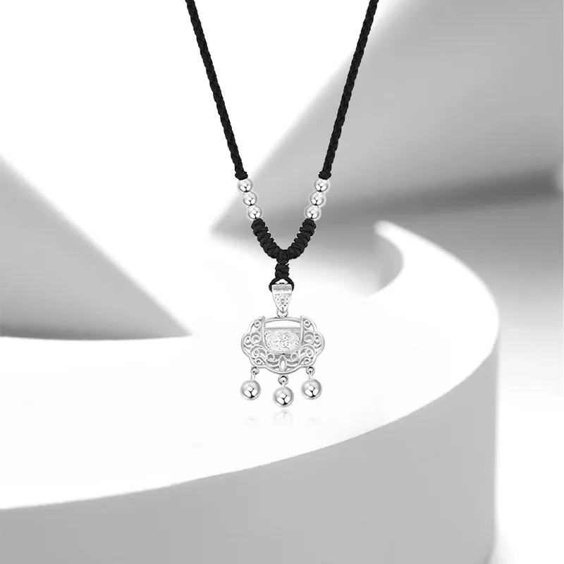 CANHUI S999 Fine Silver Peace Lock Necklace Unisex-1