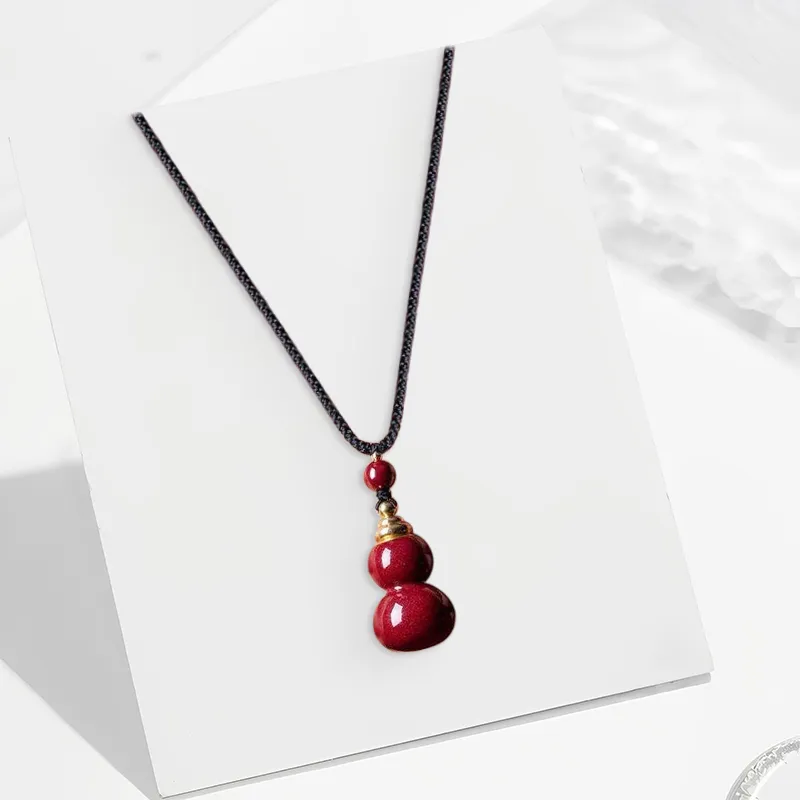 CANHUI Cinnabar Jade Necklaces Women's-2