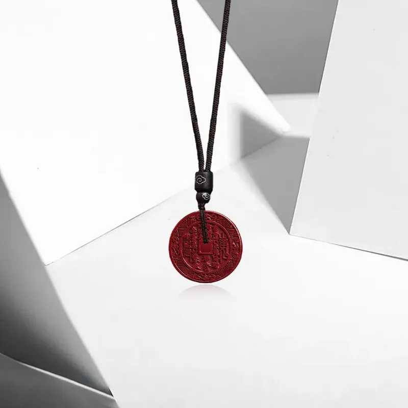 CANHUI Cinnabar Auspicious Clouds Peaceful Symbol Necklace Women's-2
