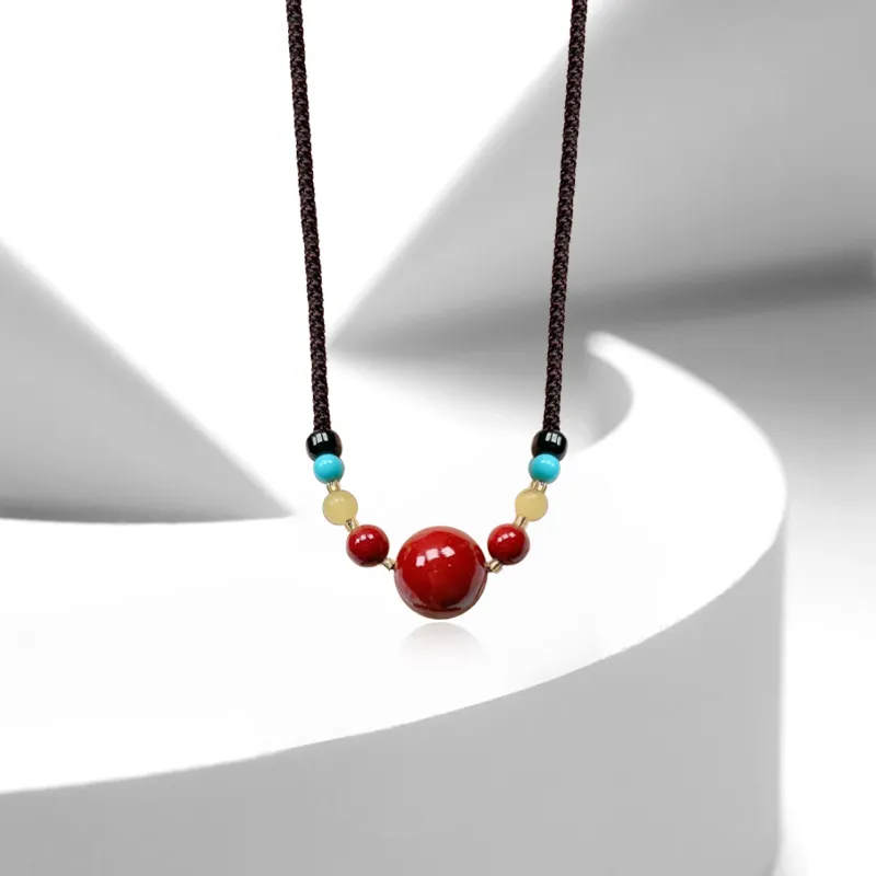CANHUI Cinnabar Fortune Bead Necklace Women's-2