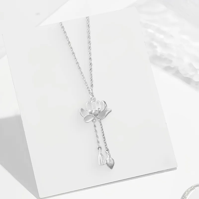 CANHUI Alloy Good Luck Lotus Necklace Women's-1