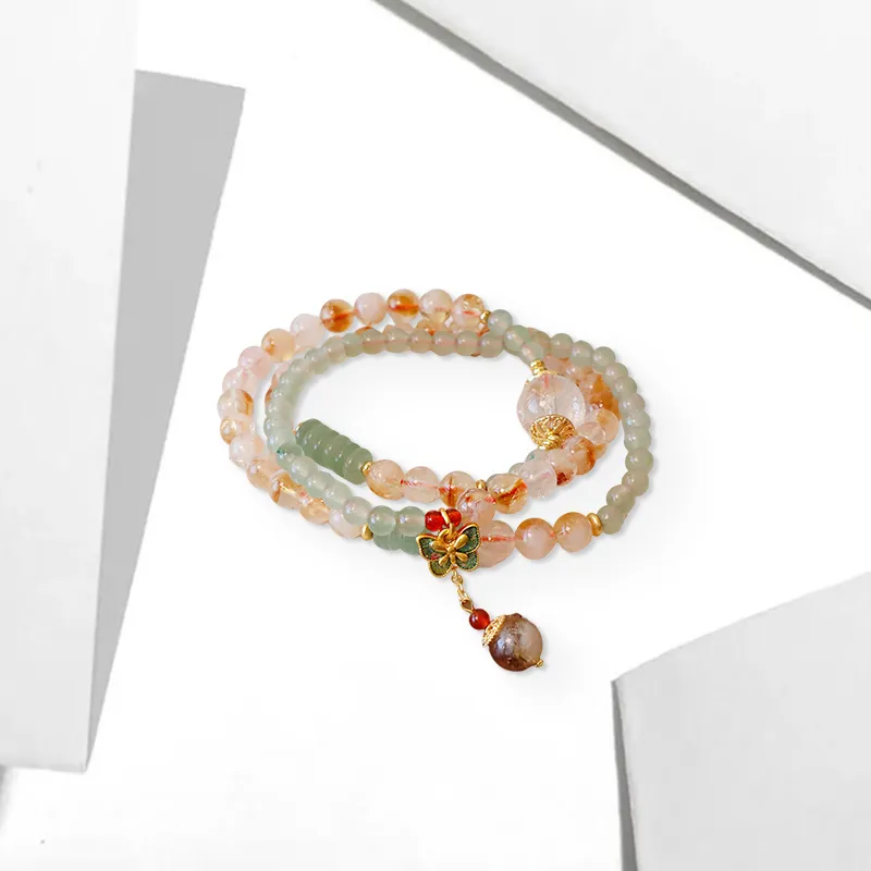 CANHUI Crystal Graceful Wealth Attracting Butterfly Beaded Bracelet Women's-2