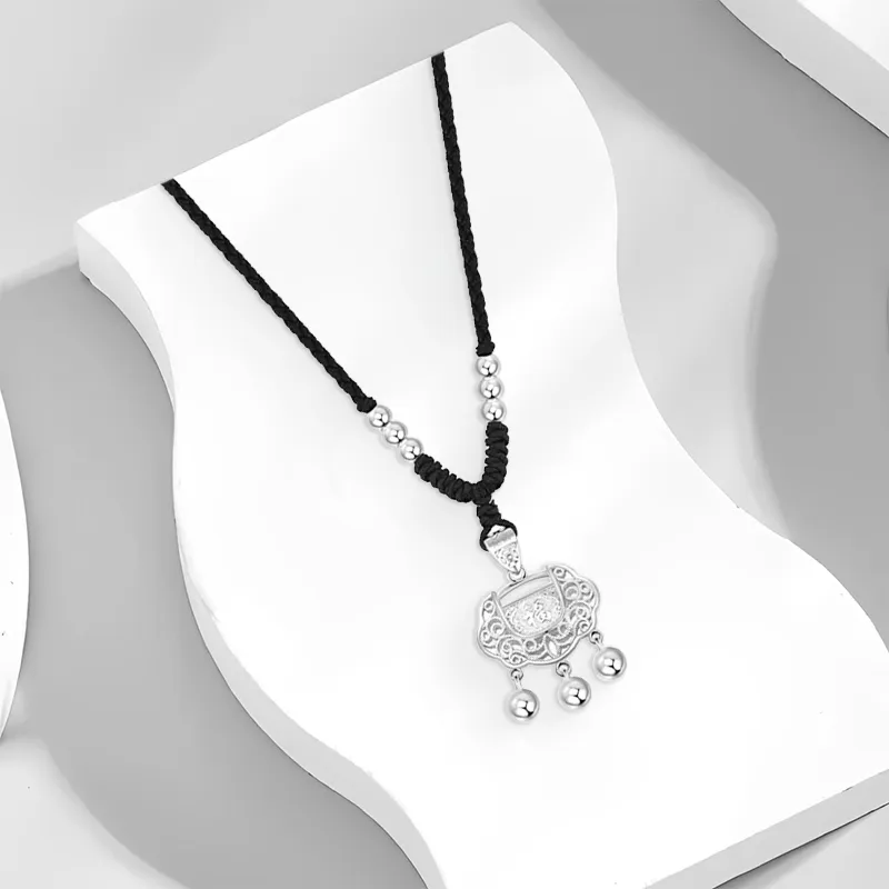 CANHUI S999 Fine Silver Peace Lock Necklace Unisex-2