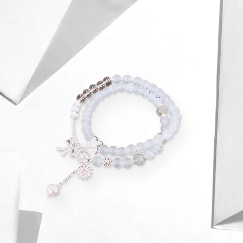 CANHUI Crystal Bowknot Double Layer Beaded Bracelet Women's-2