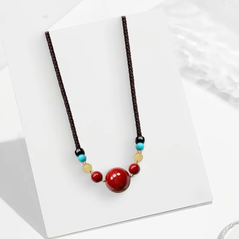 CANHUI Cinnabar Fortune Bead Necklace Women's-1