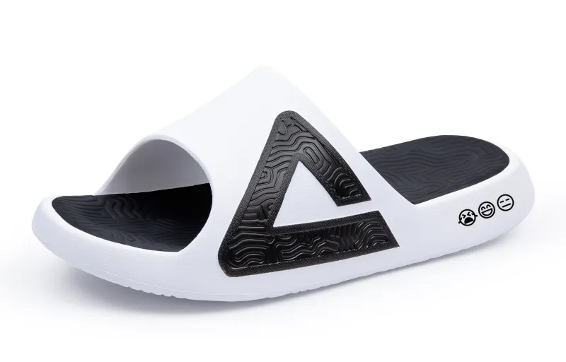 PEAK Tai Ji1.0 Quiet Slip Resistant Abrasion Resistant Slide Slippers Unisex White Black-2