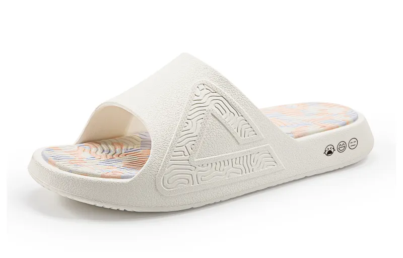 PEAK Tai Ji1.0 Quiet Slip Resistant Cushioning Slide Slippers Unisex Canvas White-1