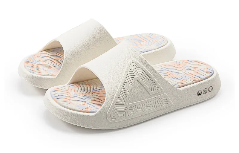 PEAK Tai Ji1.0 Quiet Slip Resistant Cushioning Slide Slippers Unisex Canvas White-2