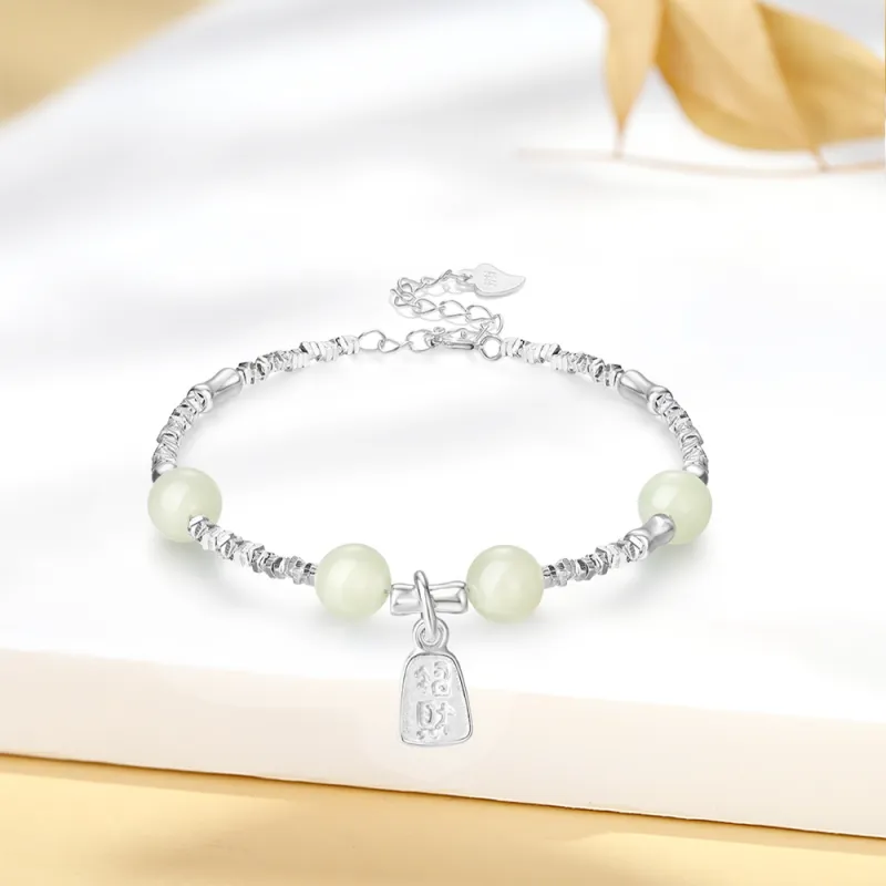 Crafts Women's Hetian Jade Bracelets Pale Greenish White Jade Unisex-3
