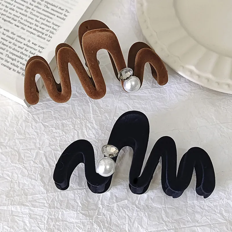 Crafts Women's Artificial Pearl Alloy Flock Hair Clips Women's-2