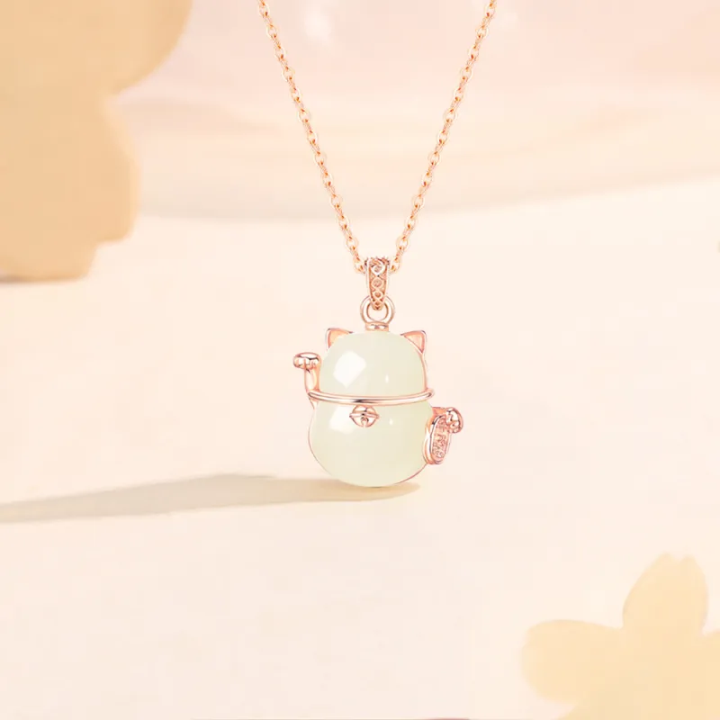 Crafts Women's Hetian Jade Necklaces Pale Greenish White Jade Unisex-4