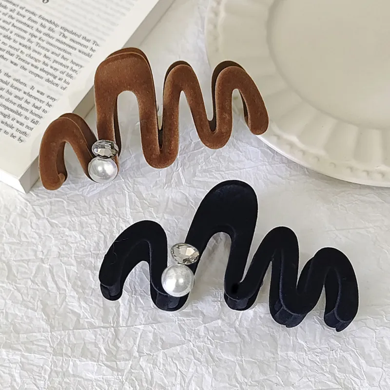 Crafts Women's Artificial Pearl Alloy Flock Hair Clips Women's-3