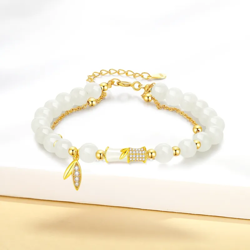 Crafts Women's Bracelets Pale Greenish White Jade Unisex-1