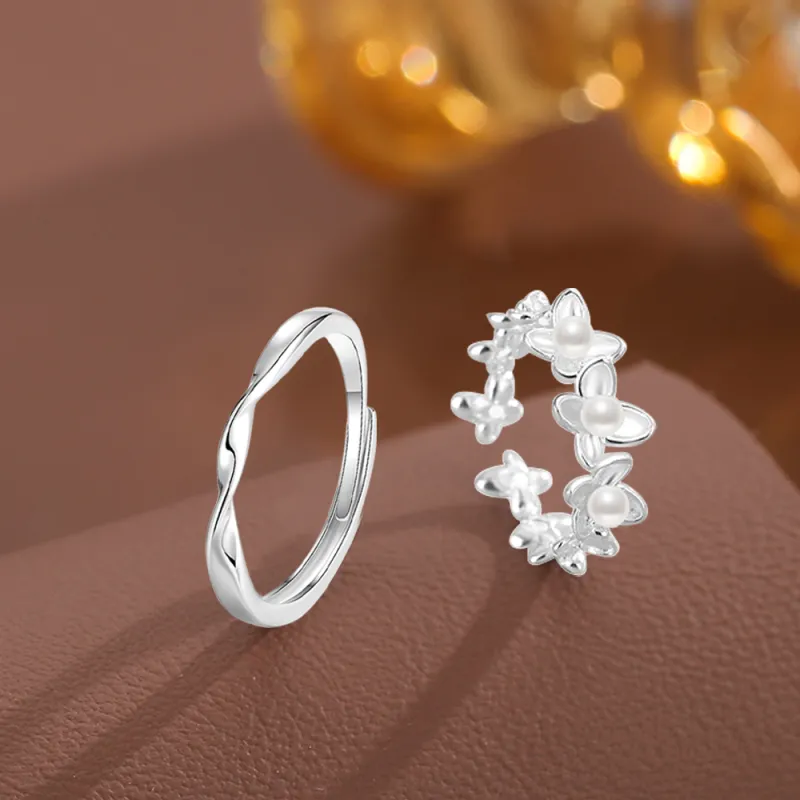 Crafts Women's 999 Fine Silver Couple Rings Unisex-3