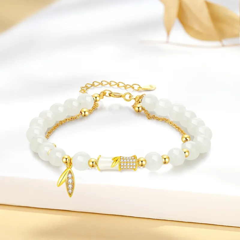 Crafts Women's Bracelets Pale Greenish White Jade Unisex-3