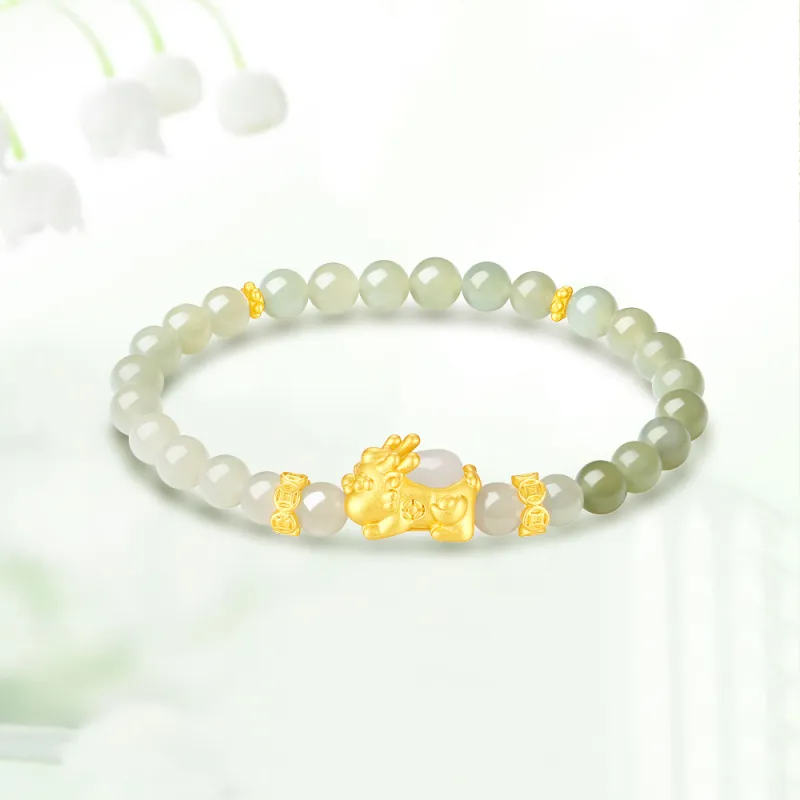 Crafts Women's Hetian Jade Bracelets Pale Greenish White Jade Unisex-1