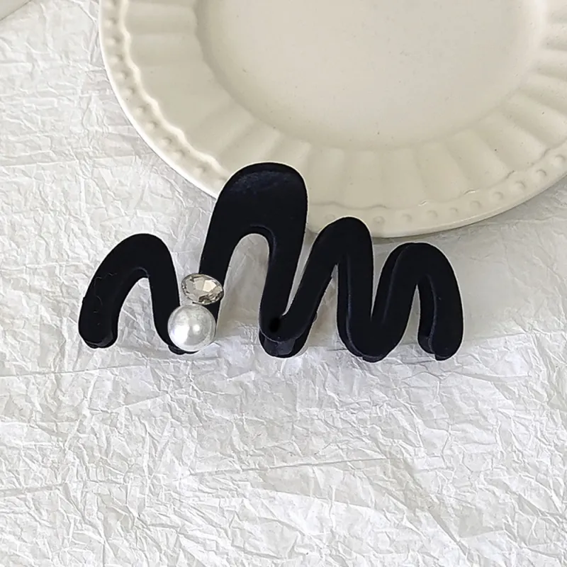 Crafts Women's Artificial Pearl Alloy Flock Hair Clips Women's-1