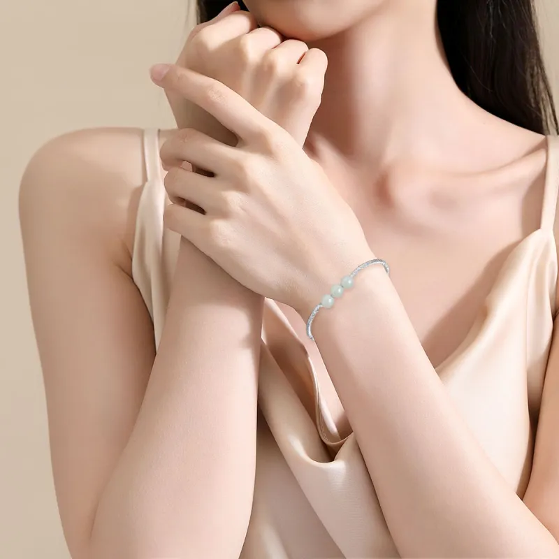 Crafts Women's Hetian Jade Bracelets Pale Greenish White Jade Women's-2