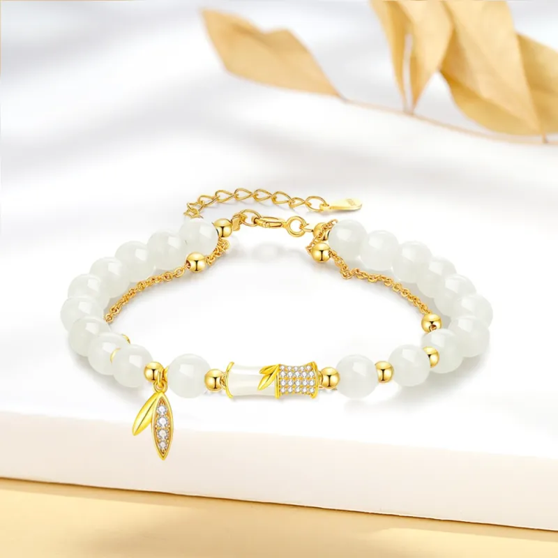 Crafts Women's Bracelets Pale Greenish White Jade Unisex-2