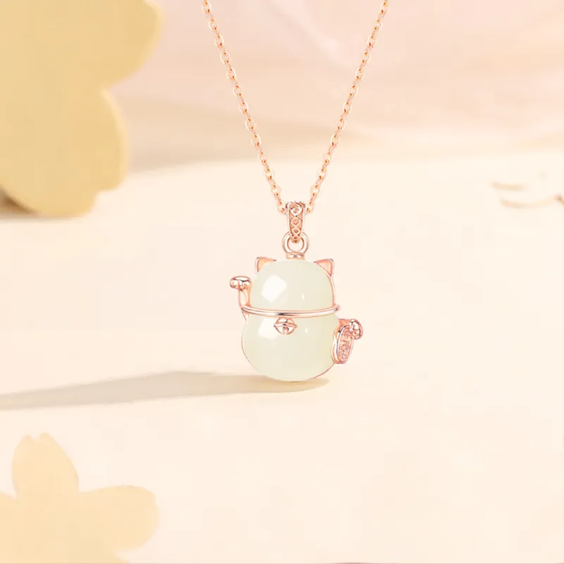Crafts Women's Hetian Jade Necklaces Pale Greenish White Jade Unisex-3