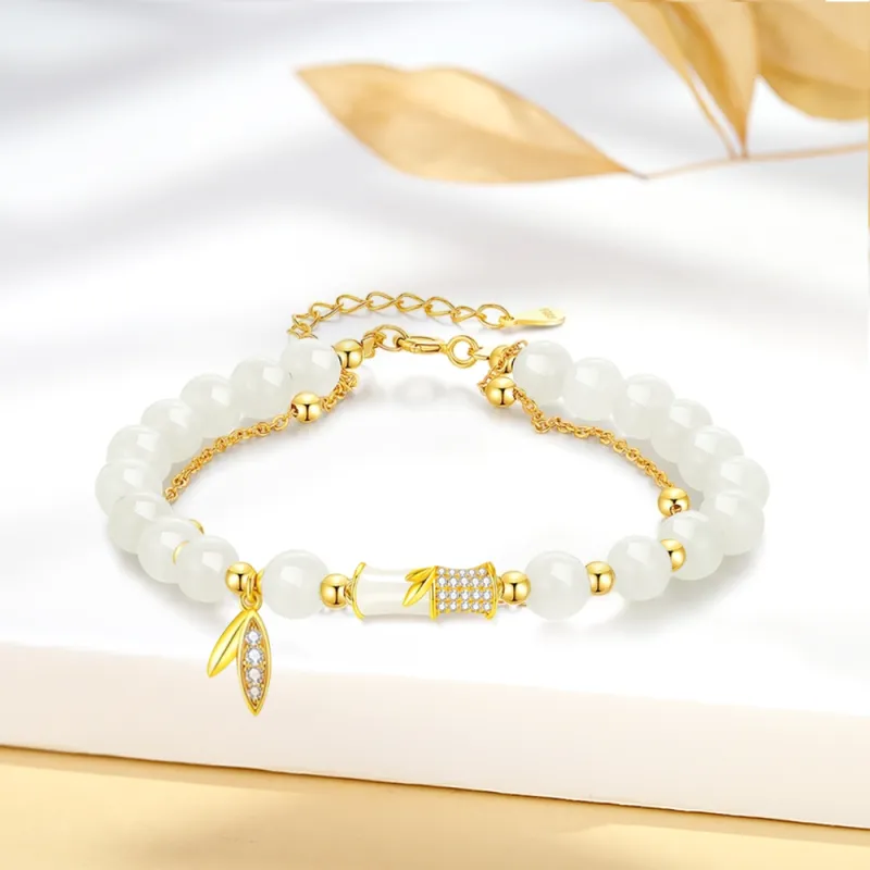 Crafts Women's Bracelets Pale Greenish White Jade Unisex-4