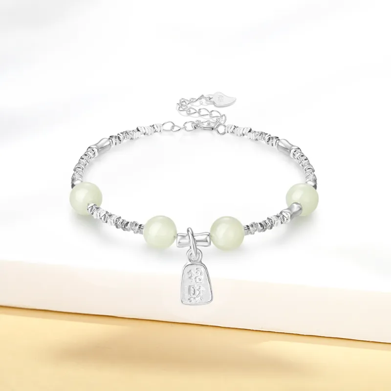 Crafts Women's Hetian Jade Bracelets Pale Greenish White Jade Unisex-1