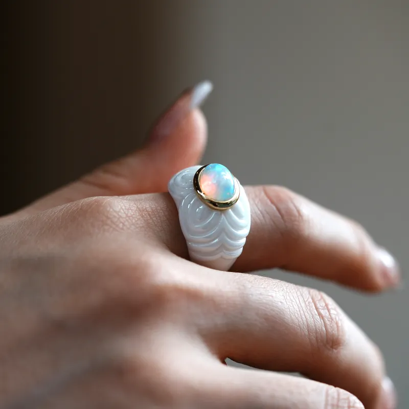M`GARDEN 925 Silver Ceramic Rings Women's-8