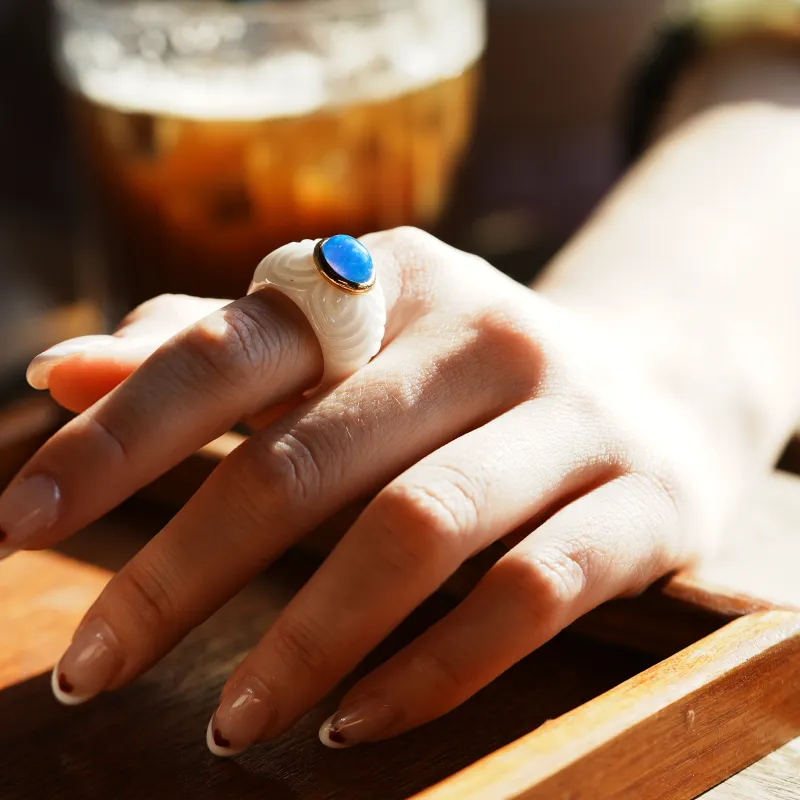 M`GARDEN 925 Silver Ceramic Rings Women's-4