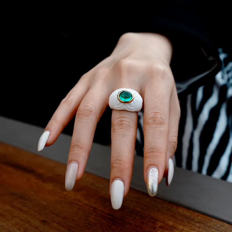 M`GARDEN 925 Silver Ceramic Rings Women's-28