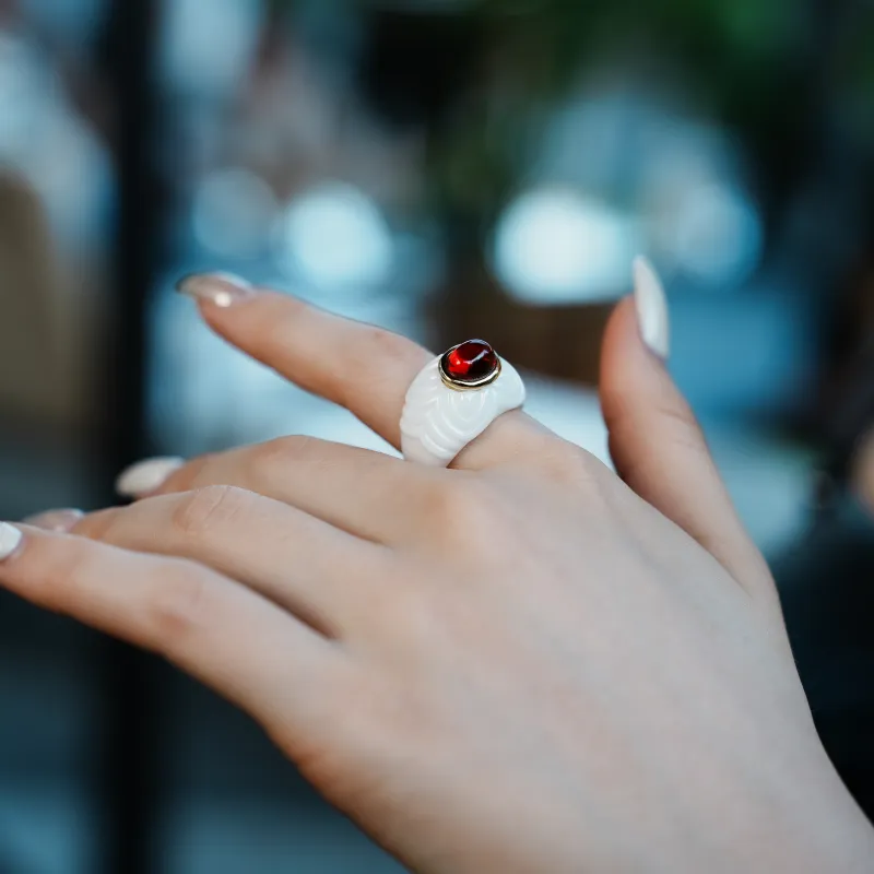 M`GARDEN 925 Silver Ceramic Rings Women's-16