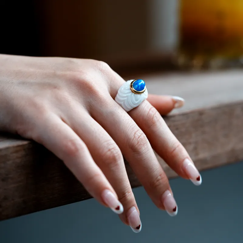 M`GARDEN 925 Silver Ceramic Rings Women's-3