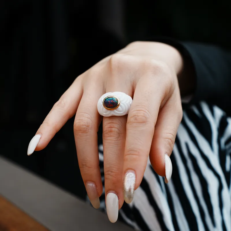 M`GARDEN 925 Silver Ceramic Rings Women's-12