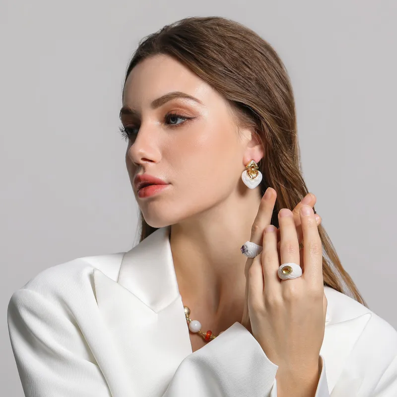 M`GARDEN 925 Silver Ceramic Rings Women's-15