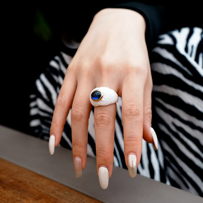 M`GARDEN 925 Silver Ceramic Rings Women's-23