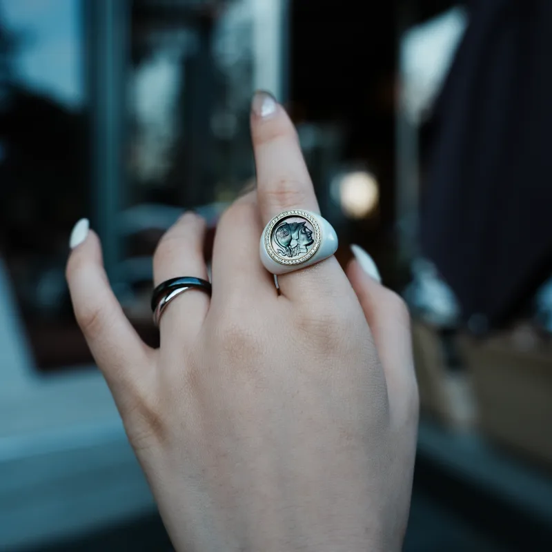 M`GARDEN 925 Sterling Silver, Mother Of Pearl Rings Unisex-6