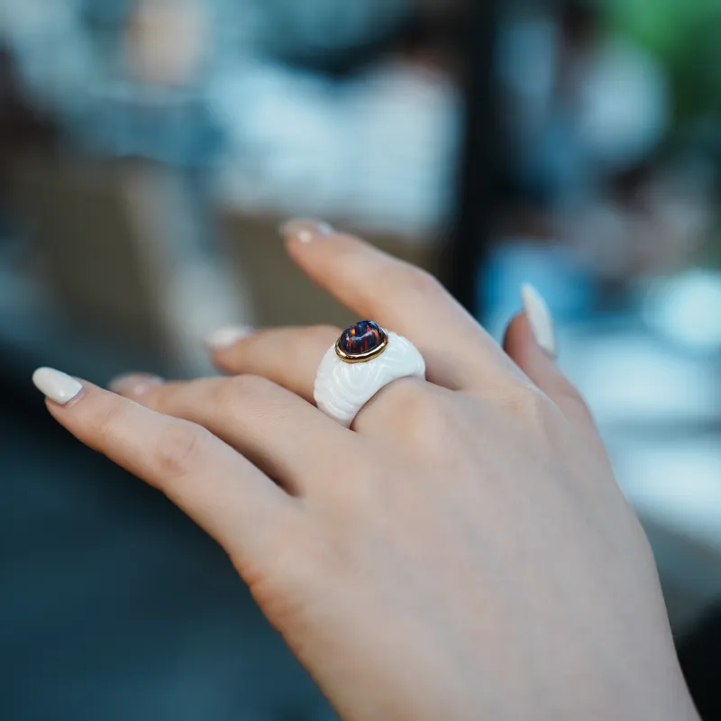 M`GARDEN 925 Silver Ceramic Rings Women's-11