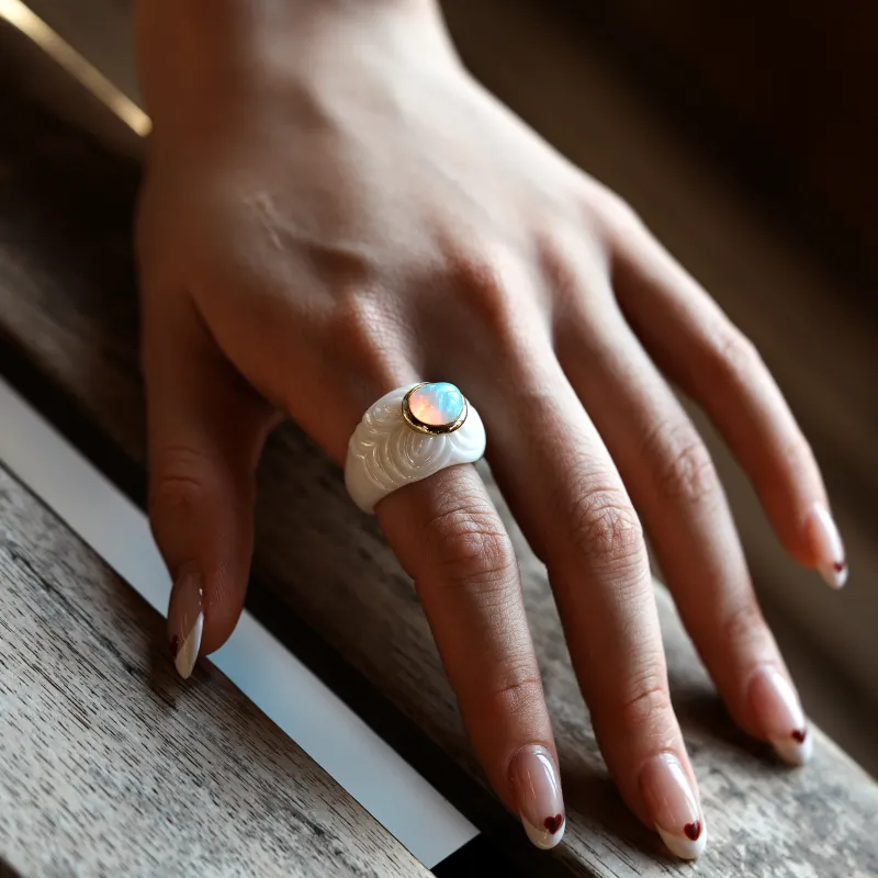 M`GARDEN 925 Silver Ceramic Rings Women's-7