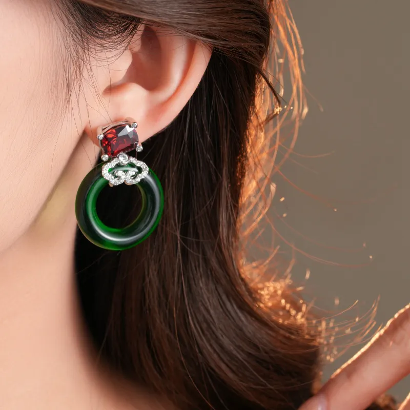Drejew Copper Zircon Resin Earrings Women's-3