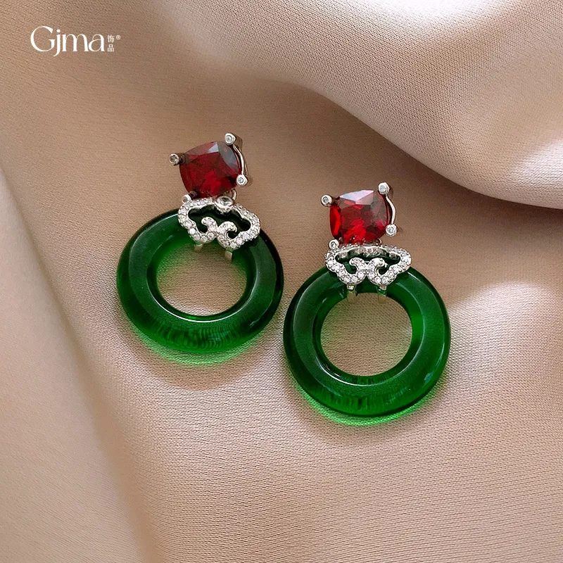 Drejew Copper Zircon Resin Earrings Women's-2