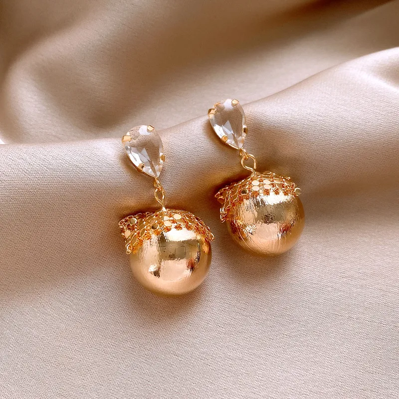 Drejew Copper Zircon Earrings Women's-2