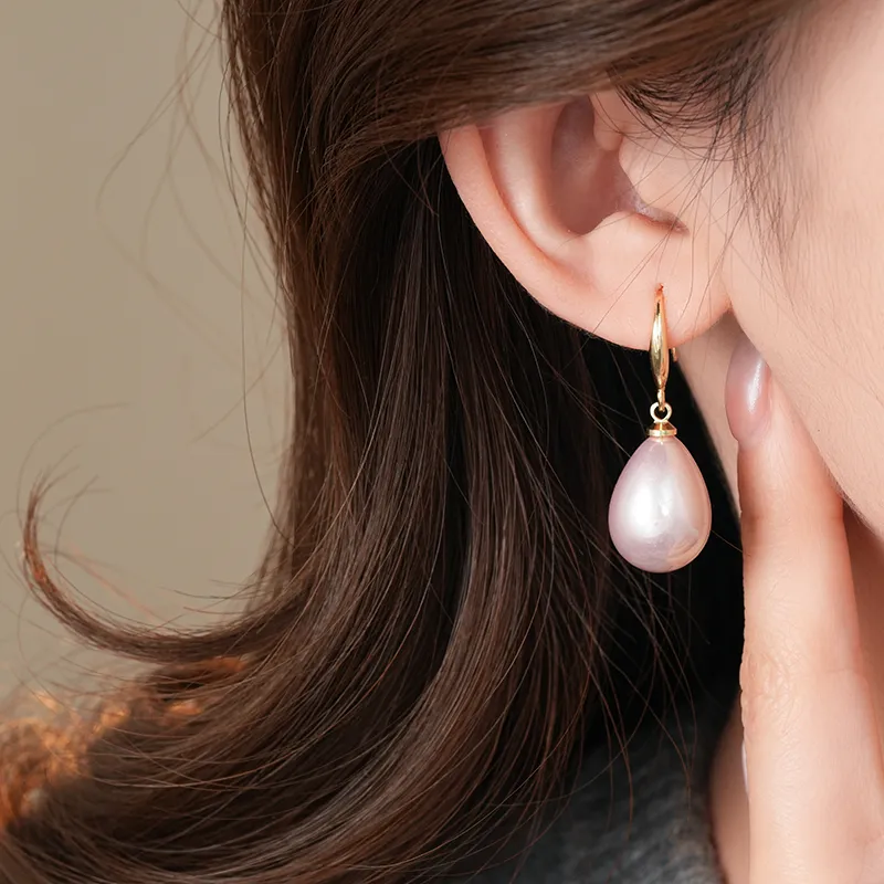 Drejew Faux Shell Pearl Earrings Women's-4