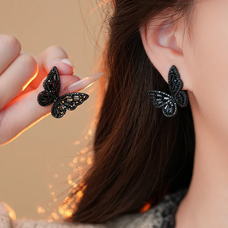 Drejew Copper Zircon Stud Earrings Women's-1