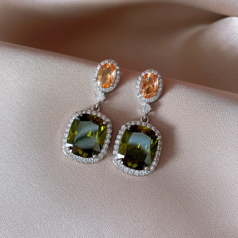 Drejew Copper Zircon Earrings Women's-2