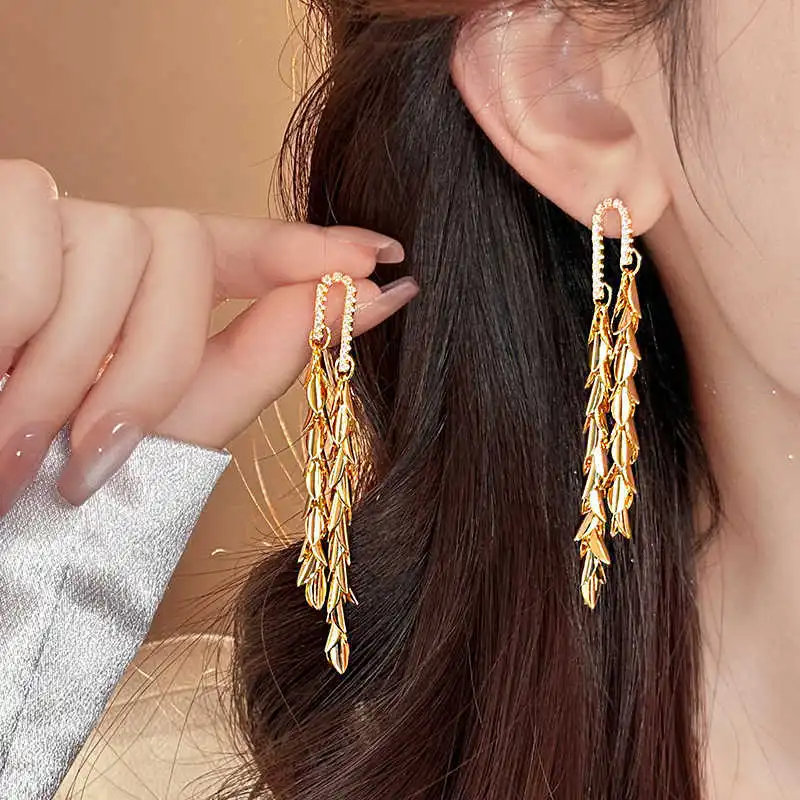 Drejew Copper Zircon Earrings Women's-1