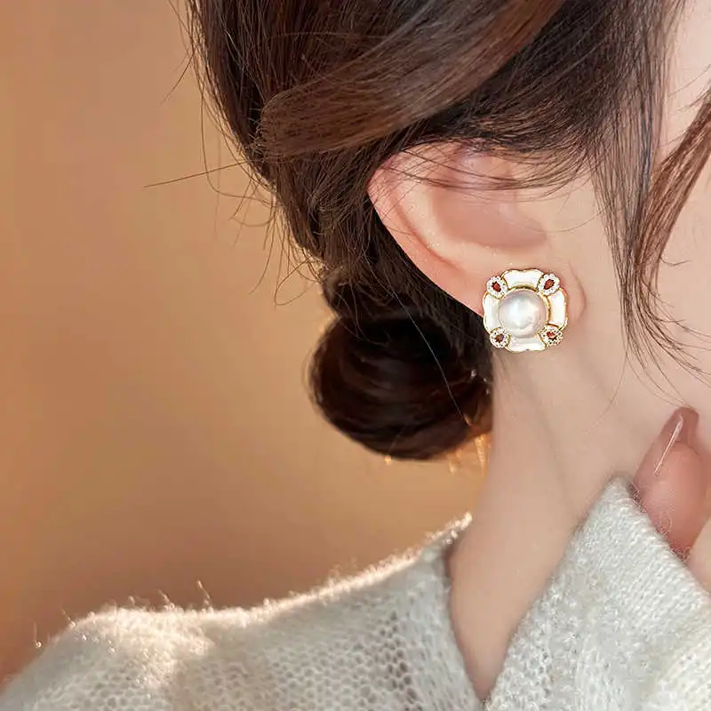 Drejew Copper Stud Earrings Women's-3