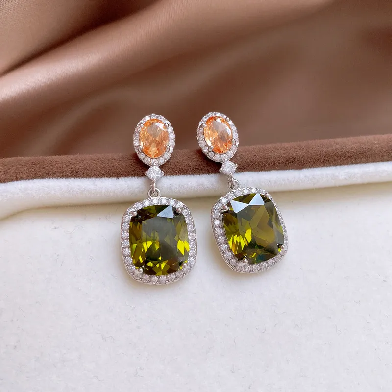 Drejew Copper Zircon Earrings Women's-4