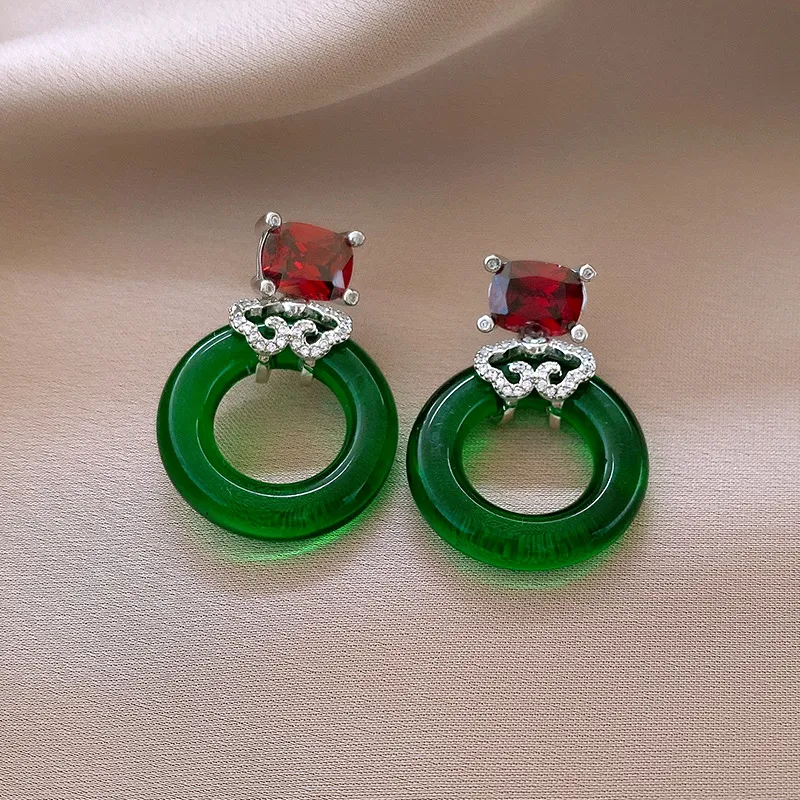 Drejew Copper Zircon Resin Earrings Women's-4