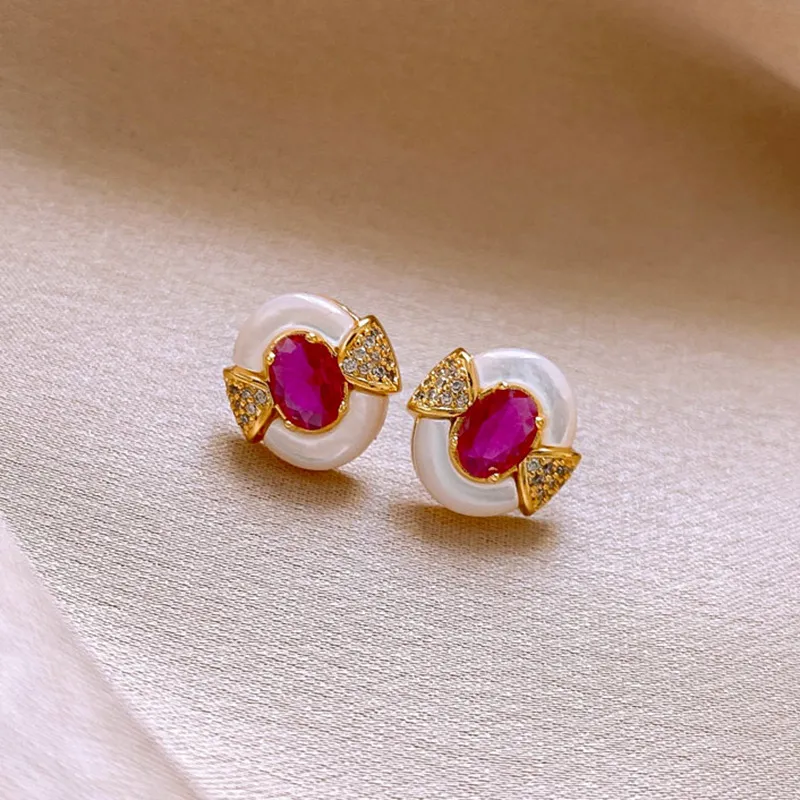 Drejew Copper Stud Earrings Women's-2
